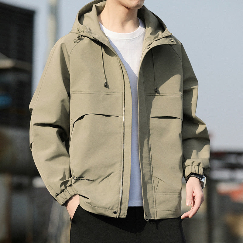 Herren Leichte Kapuzen-Utility-Windjacke mit großen Pattentaschen und elastischen Bündchen Nord Taschen