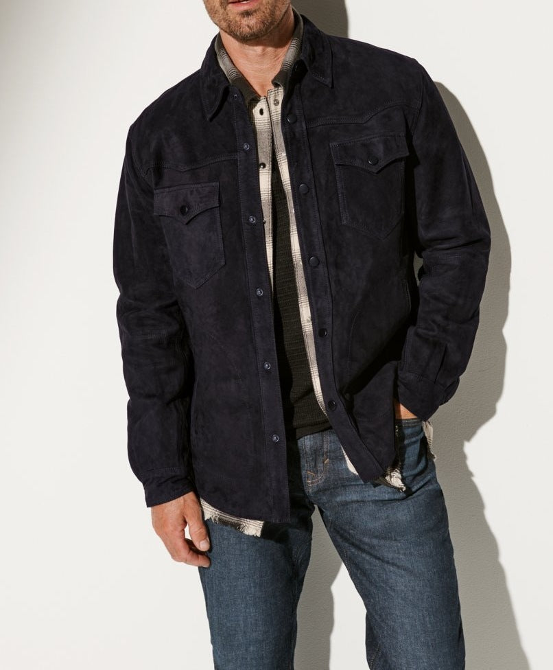Herren Wildlederjacke im modernen Schnitt mit praktischen Taschen Nord Taschen