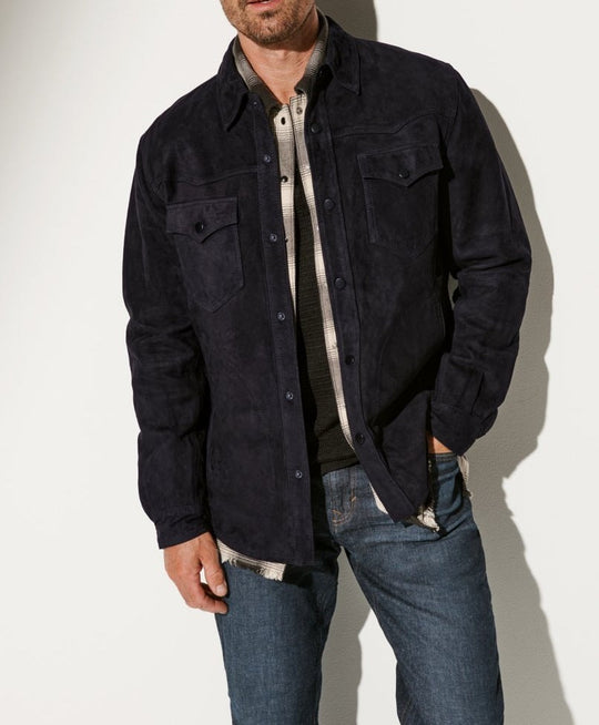Herren Wildlederjacke im modernen Schnitt mit praktischen Taschen Nord Taschen