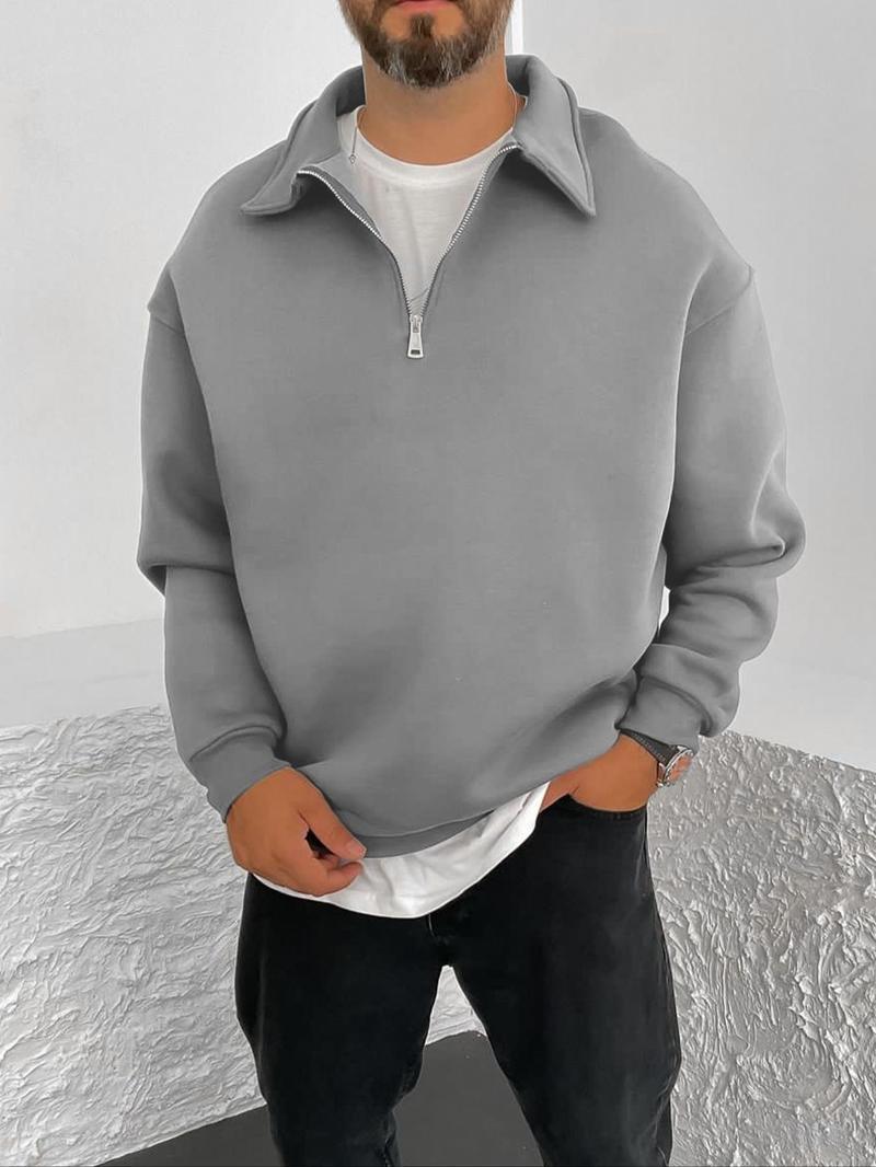 Herren Oversize Halbzip-Sweatshirt mit aufgestelltem Kragen Nord Taschen