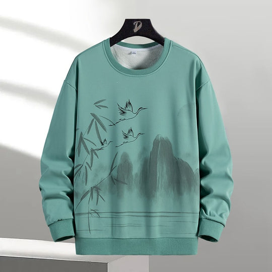 Unisex Oversize‑Sweatshirt mit Pinsel‑Print & geripptem Saum Nord Taschen