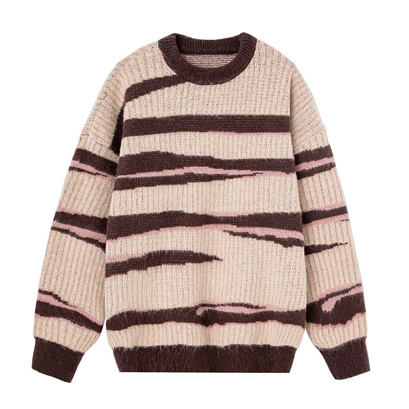 Unisex Grobstrickpullover mit Wellenintarsie und Rippenstruktur Nord Taschen