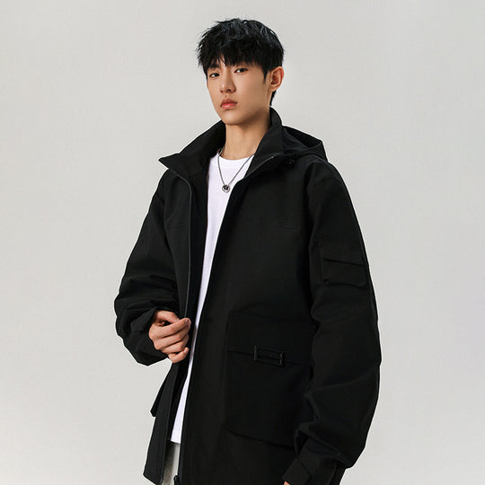 Herren Oversize Utility-Jacke mit technischer Softshell, Kapuze und Mehrfachtaschen Nord Taschen