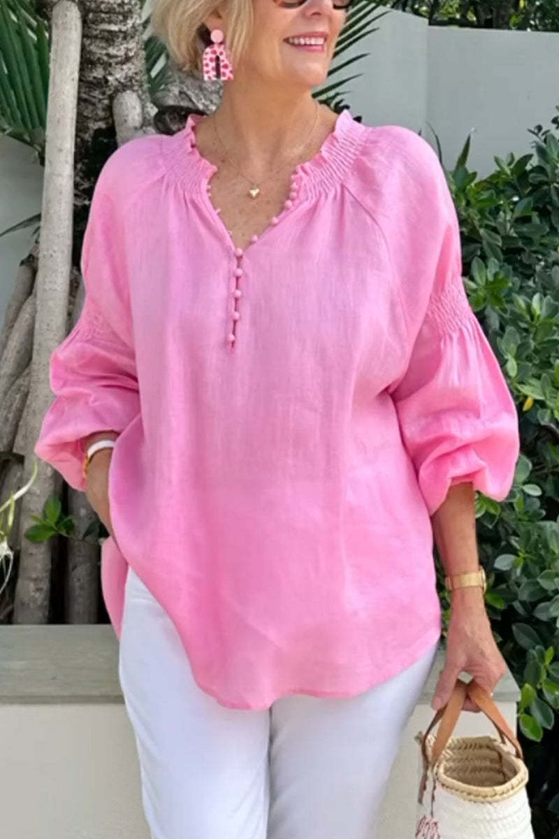 Damen luftige Bluse mit Smock-Ärmeln