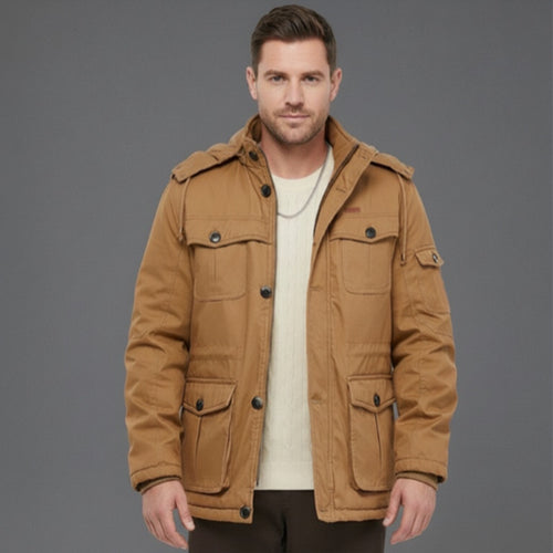 Herren Wattierte Winterparka mit Kapuze und multifunktionalen Taschen Nord Taschen