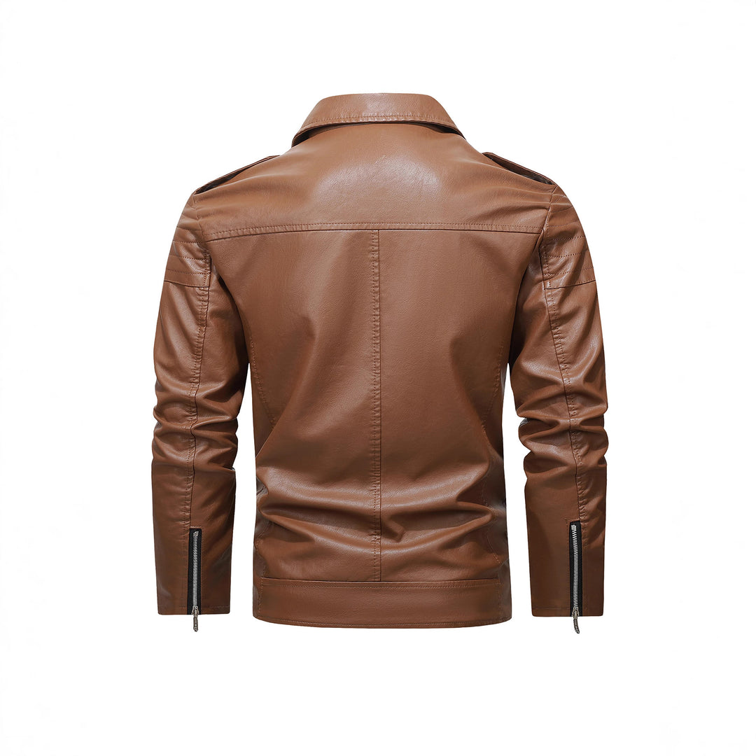 Herren Bikerjacke aus Kunstleder mit asymmetrischem Reißverschluss und gesteppter Schulterpartie Nord Taschen