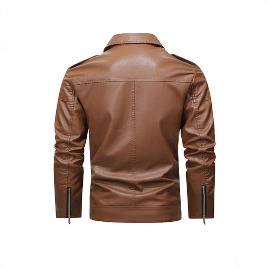 Herren Bikerjacke aus Kunstleder mit asymmetrischem Reißverschluss und gesteppter Schulterpartie Nord Taschen