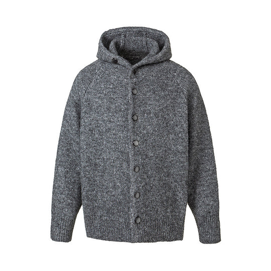 Herren Grobgestrickter Kapuzen-Cardigan mit durchgehender Knopfleiste und Rippenbündchen Nord Taschen