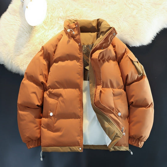 Herren Wattierte Daunenoptik-Outdoorjacke mit hohem Stehkragen, Kontrast-Innenfutter & Ärmeltasche Nord Taschen