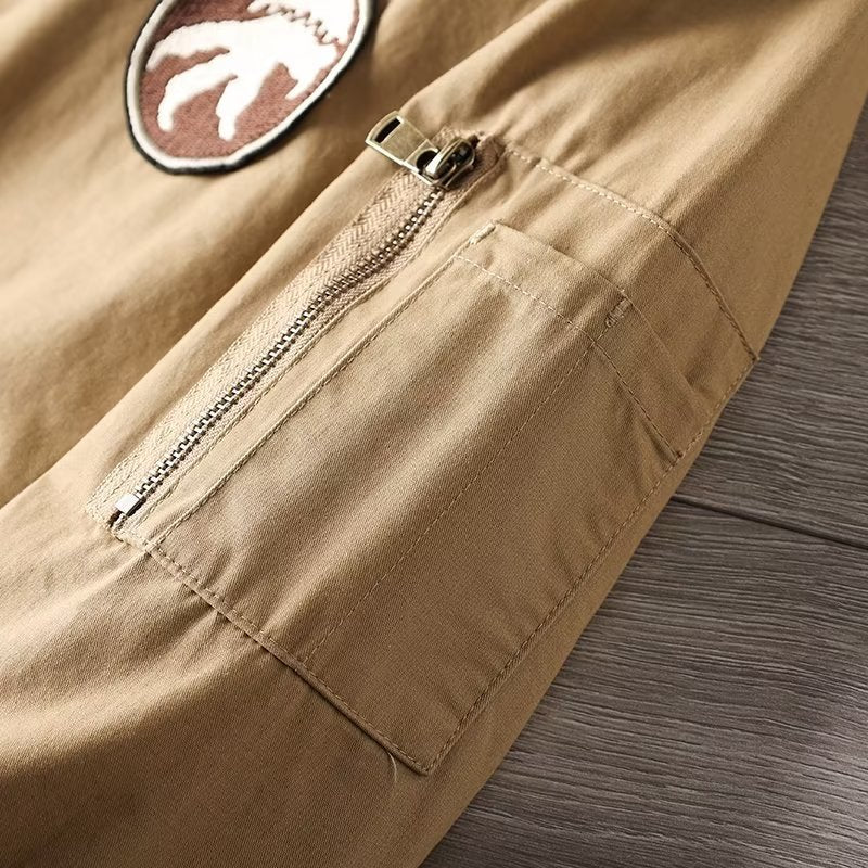 Herren Casual Bomberjacke mit Reißverschluss, Brustpatch und Ärmel-Taschendetail Nord Taschen