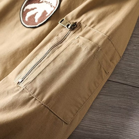 Herren Casual Bomberjacke mit Reißverschluss, Brustpatch und Ärmel-Taschendetail Nord Taschen
