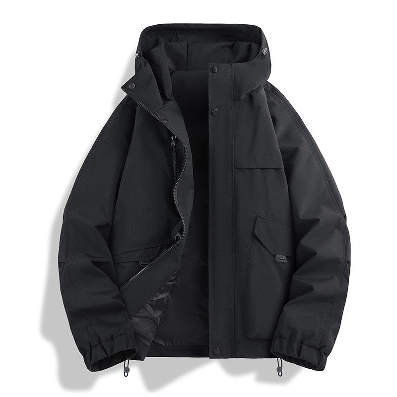 Unisex Leichte zweifarbige Wind- und Regenjacke mit Kapuze, Kordelzug und Reißverschlusstaschen Nord Taschen