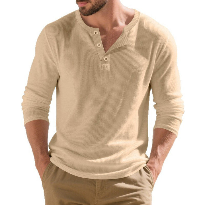 Herren Langarmshirts mit Knopfdetails und Rippstruktur