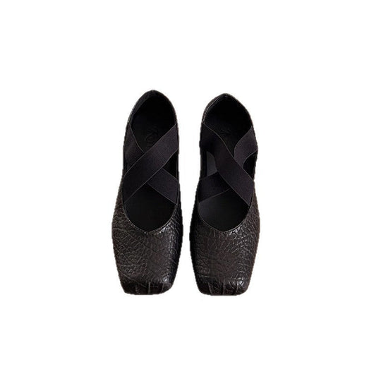Damen Elegante Ballerinas mit dehnbarem Überkreuz-Riemen