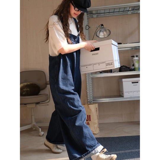 Damen Weite Denim-Latzhose im Baggy‑Stil mit verstellbaren Trägern und großen Seitentaschen Nord Taschen