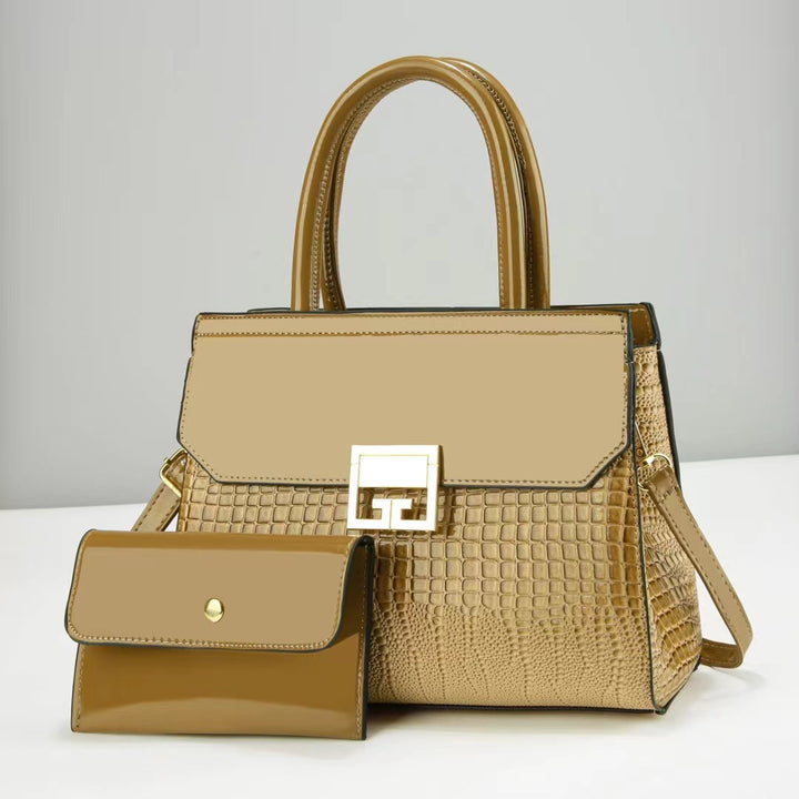 Damen Designer-Handtasche mit elegantem Kroko-Look und abnehmbarer Clutch Nord Taschen