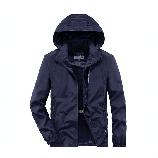 Herren Ultraleichte Atmungsaktive Kapuzenjacke mit perforiertem Mesh‑Futter und Reißverschlusstaschen Nord Taschen