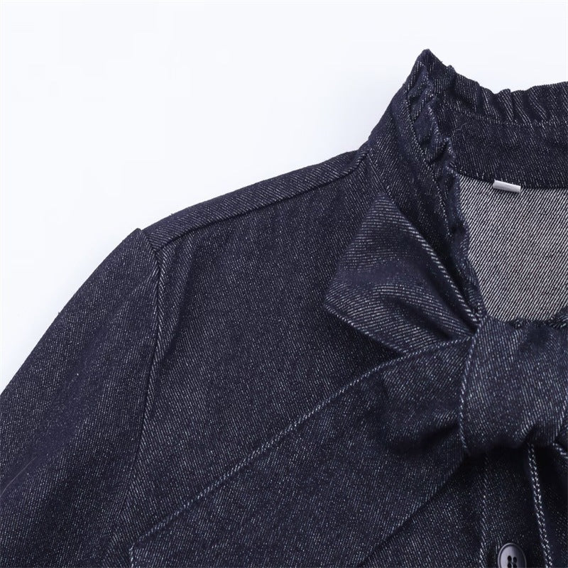 Damen Schimmernde Bluse mit Schleifenkragen und Ballonärmeln Nord Taschen