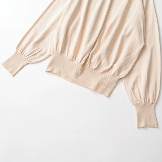 Damen Schulterfreier Strickpullover mit Ballonärmeln und breitem Rippbund Nord Taschen