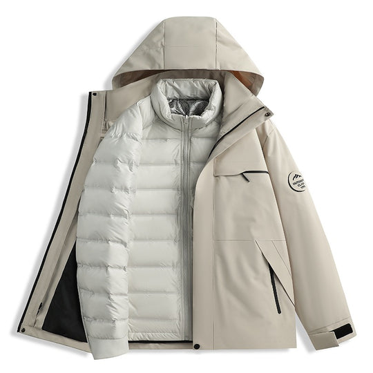Herren Wasserdichte Outdoor-Softshelljacke mit Kapuze, hohem Stehkragen & Reißverschlusstaschen Nord Taschen