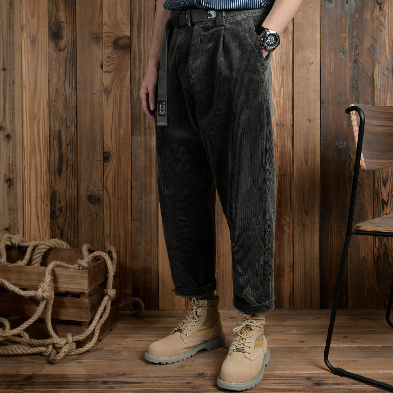 Herren Cordhose im Relaxed-Fit mit konischer Passform und Canvas-Gürtel Nord Taschen