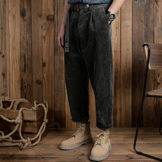 Herren Cordhose im Relaxed-Fit mit konischer Passform und Canvas-Gürtel Nord Taschen
