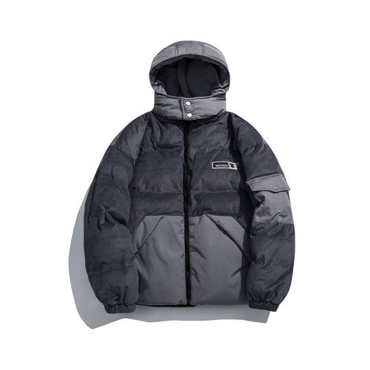 Damen Cord-Stepp-Pufferjacke mit Kapuze und Utility-Ärmeltasche Nord Taschen