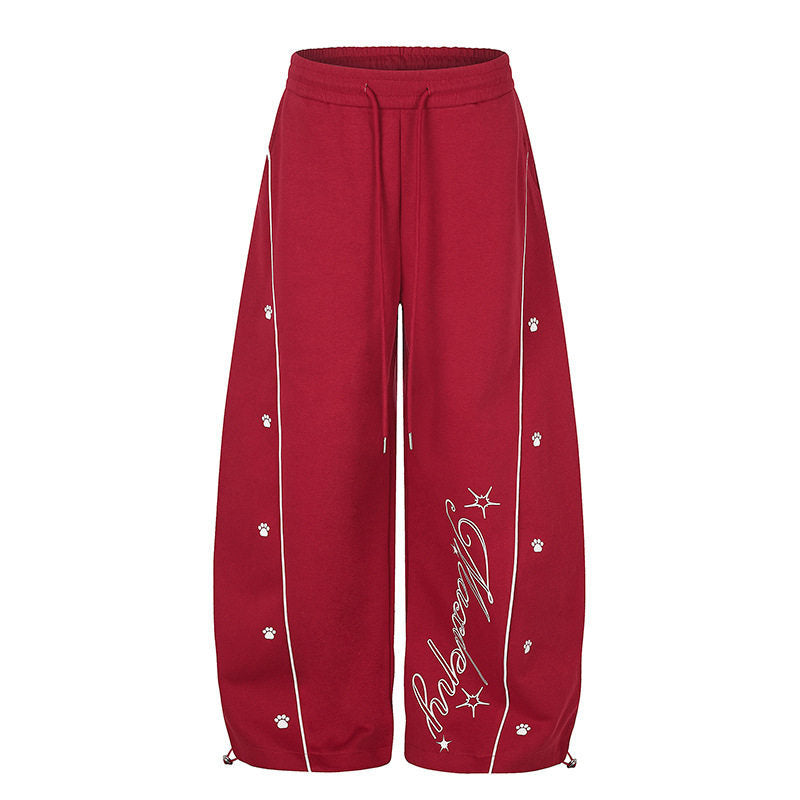 Damen Lockerfallende Palazzo‑Sweathose im Athleisure‑Look mit Tunnelzugbund und Script‑Print Nord Taschen