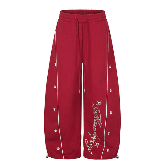 Damen Lockerfallende Palazzo‑Sweathose im Athleisure‑Look mit Tunnelzugbund und Script‑Print Nord Taschen
