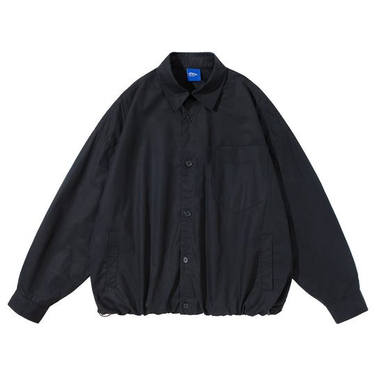 Unisex Weit geschnittene Overshirt-Jacke aus Baumwollmix mit Tunnelzugsaum und Brusttasche Nord Taschen
