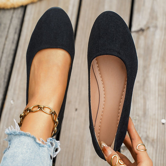 Damen  minimalistische Samt-Ballerina mit dekorativer Fußkette und ergonomischem Komfortfußbett Nord Taschen