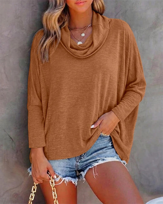 Damen Lässiges Oberteil mit cowl Neck Nord Taschen