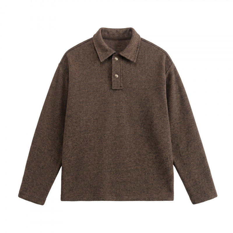 Unisex Boxy-Polo-Pullover aus Wollmix mit Henley-Knopfleiste und geradem Saum Nord Taschen