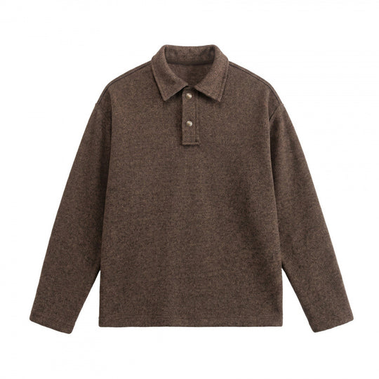Unisex Boxy-Polo-Pullover aus Wollmix mit Henley-Knopfleiste und geradem Saum Nord Taschen