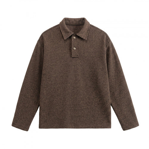 Unisex Boxy-Polo-Pullover aus Wollmix mit Henley-Knopfleiste und geradem Saum Nord Taschen
