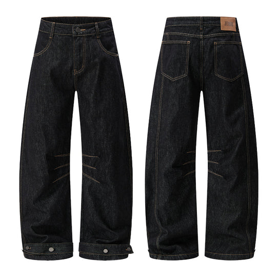Herren Ultraweite Denimhose im Palazzoschnitt mit verstellbaren Saumlaschen Nord Taschen