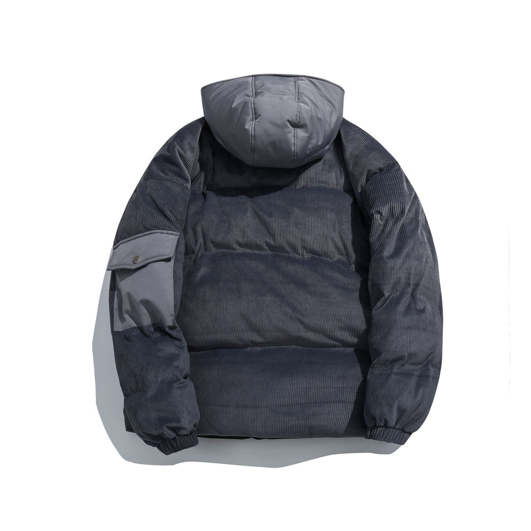 Damen Cord-Stepp-Pufferjacke mit Kapuze und Utility-Ärmeltasche Nord Taschen