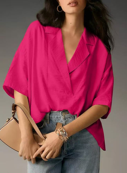 Damen luftige Kurzarmbluse im modernen Oversized-Schnitt