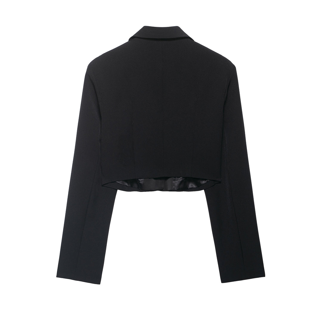 Damen Kurzblazer im Smokingstil mit Satinrevers, taillierter Cropped‑Silhouette Nord Taschen