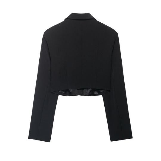 Damen Kurzblazer im Smokingstil mit Satinrevers, taillierter Cropped‑Silhouette Nord Taschen