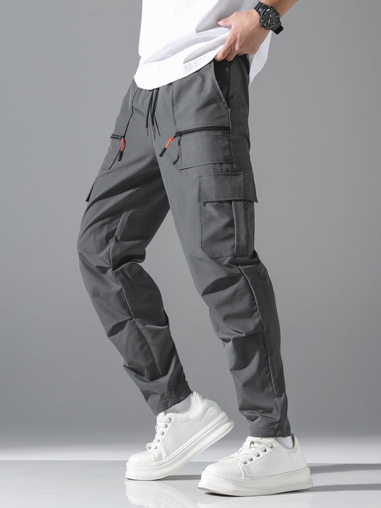 Herren Utility-Cargohose mit Reißverschlusstaschen, Tunnelzugbund & vorgeformten Kniepartien Nord Taschen