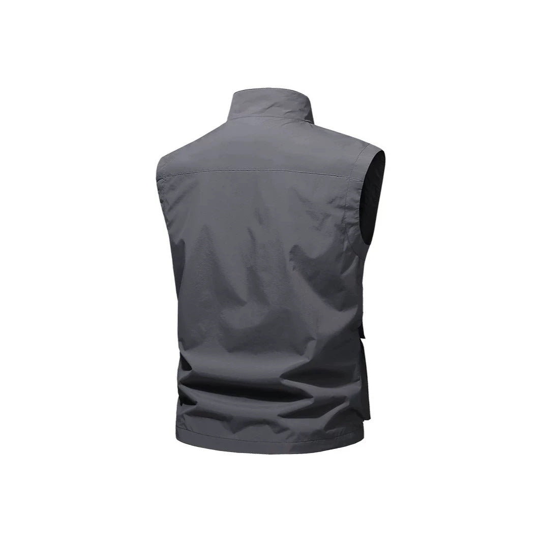 Herren Reise-Performance-Weste mit hohem Kragen, wasserabweisender Microfaser und Mehrfachtaschen Nord Taschen