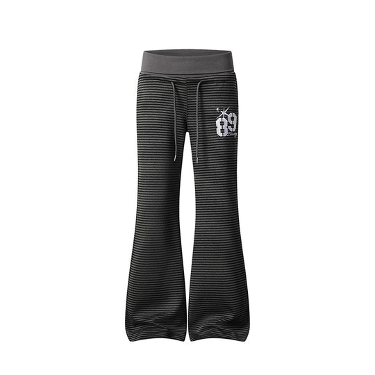 Damen Weite Flared-Loungehose mit hohem Komfortbund, Kordelzug und feiner Streifenstruktur Nord Taschen