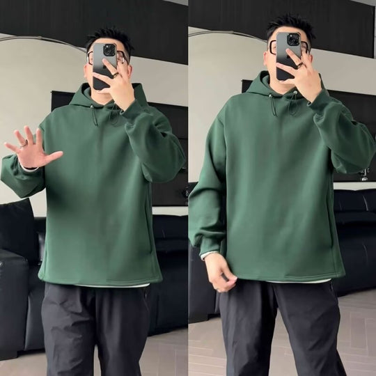 Herren Oversized Kapuzenpullover mit Dropped-Shoulder, schwerer Baumwollmischung und minimalistischer Silhouette Nord Taschen