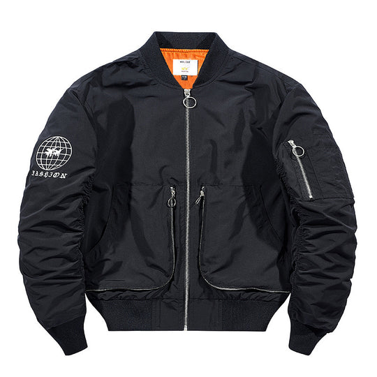 Herren Nylon-Bomberjacke im Flieger-Style mit Reißverschluss-Ärmeltasche und kontrastierendem Innenfutter Nord Taschen