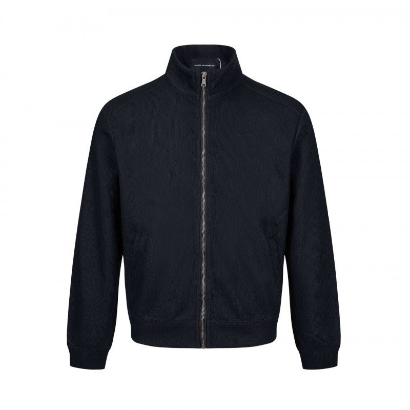 Herren Leichter Baumwoll-Sweatzipper mit hohem Stehkragen und gerippten Bündchen Nord Taschen