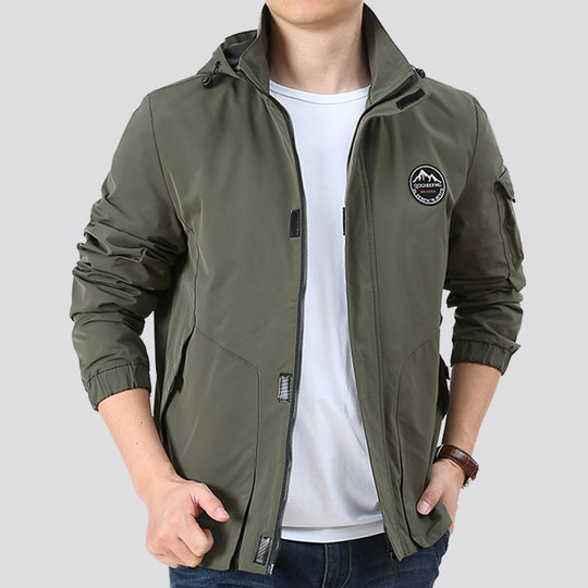 Herren Leichter Urbaner Softshell-Hoodie mit Ärmeltasche und hohem Stehkragen Nord Taschen