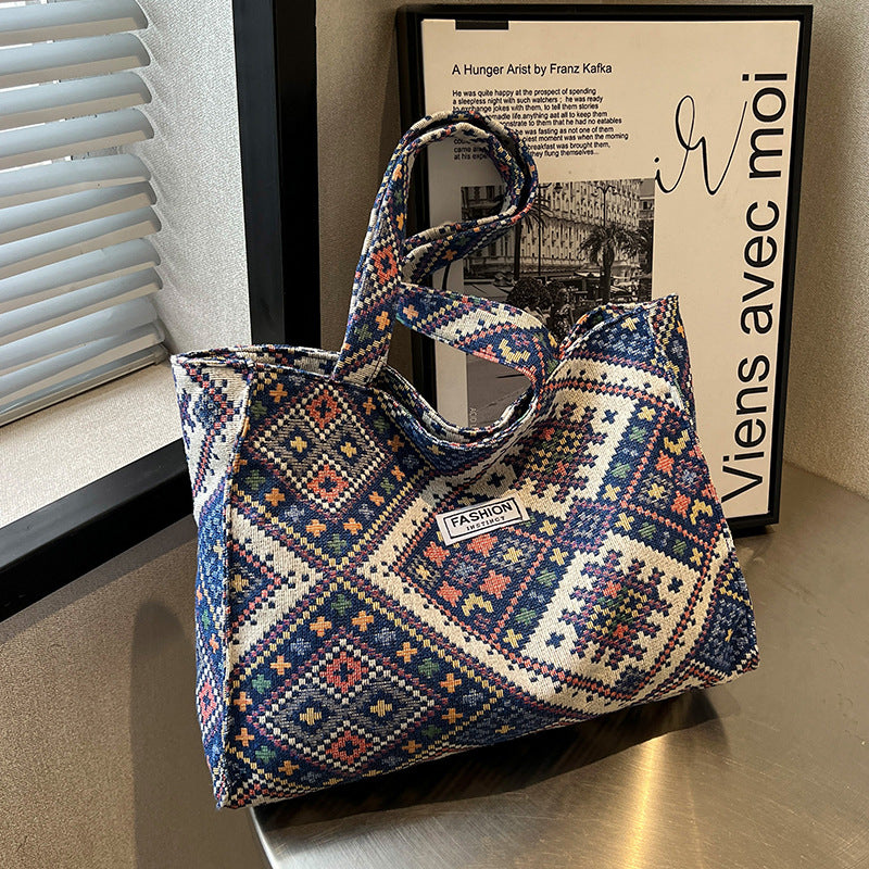 Damen Jute-Tragetasche mit modischem Ethnomuster Nord Taschen