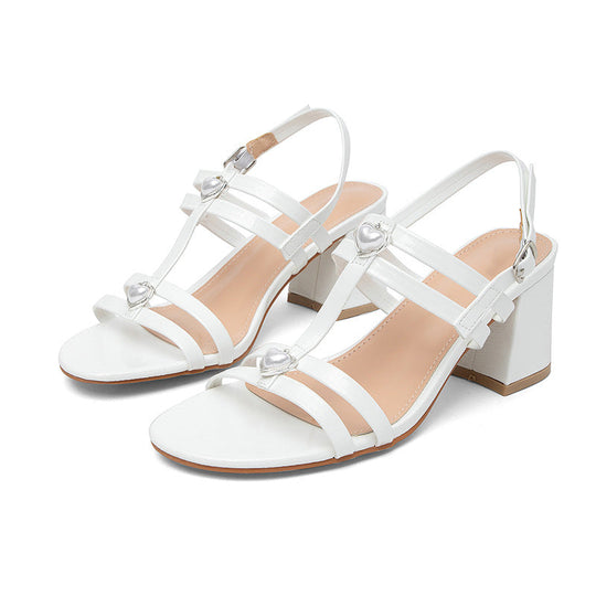 Damen Elegante Sandalen mit Herz-Applikationen und stabilem Blockabsatz Nord Taschen