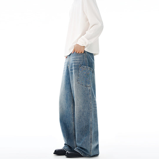 Herren Extremweite Baggy-Jeans mit tiefem Schritt und lässiger Used-Waschung Nord Taschen